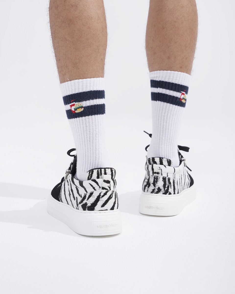 Duo-Zipped Custom Sneakers in Black-White | Martin Valen