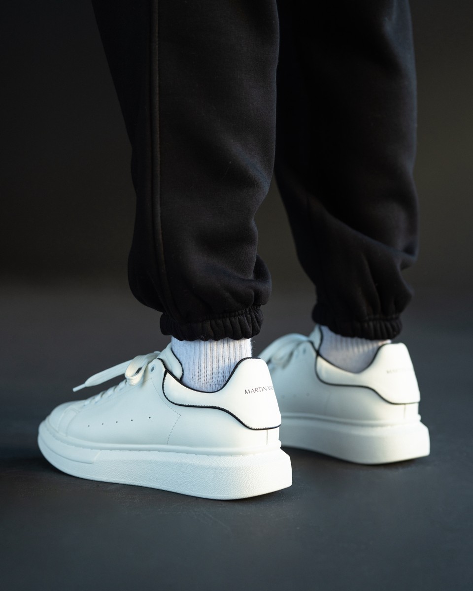 Мужские массивные кроссовки с черной полосой белого цвета | Martin Valen