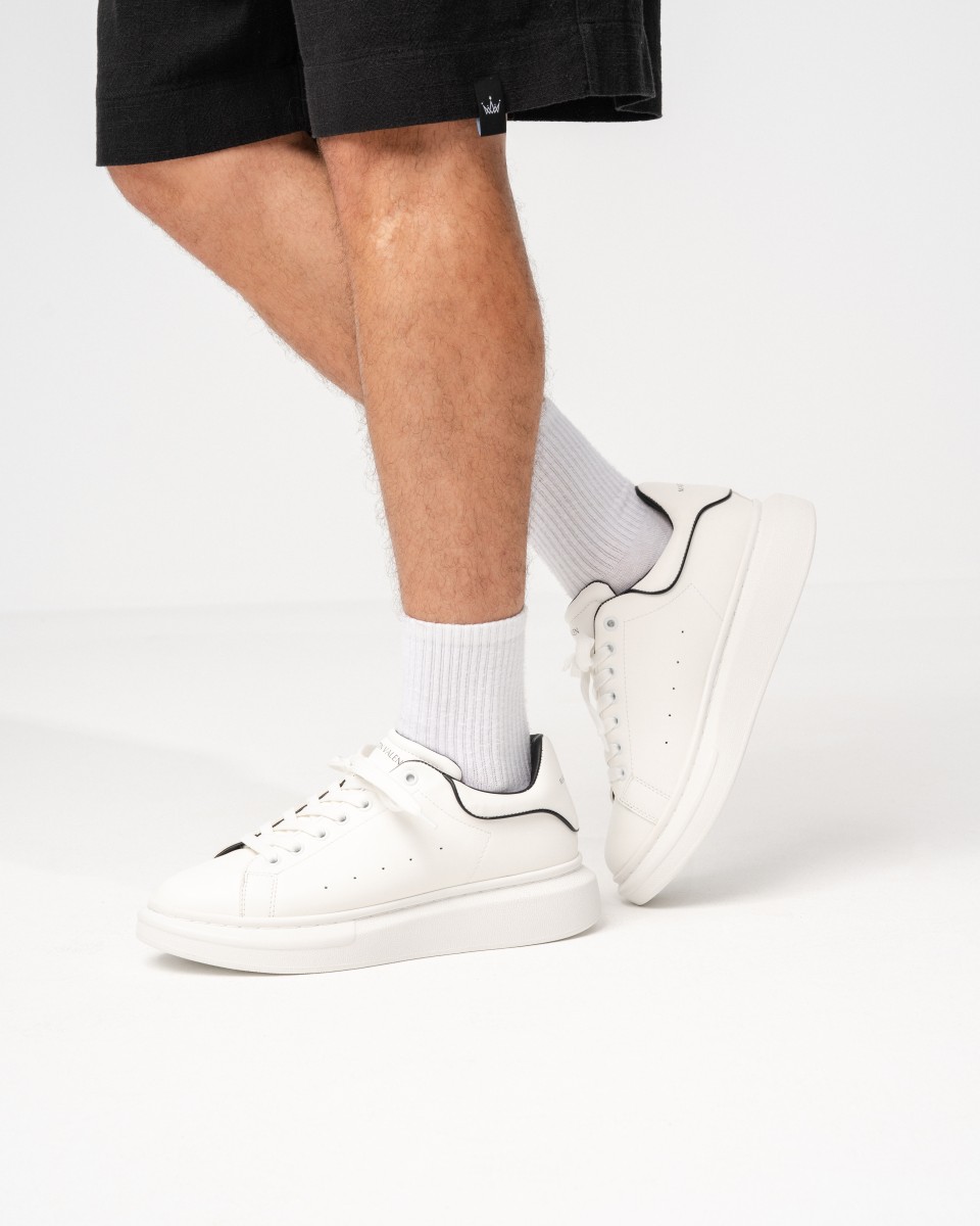 Men's Chunky Sneakers Black Line Shoes White | Martin Valen