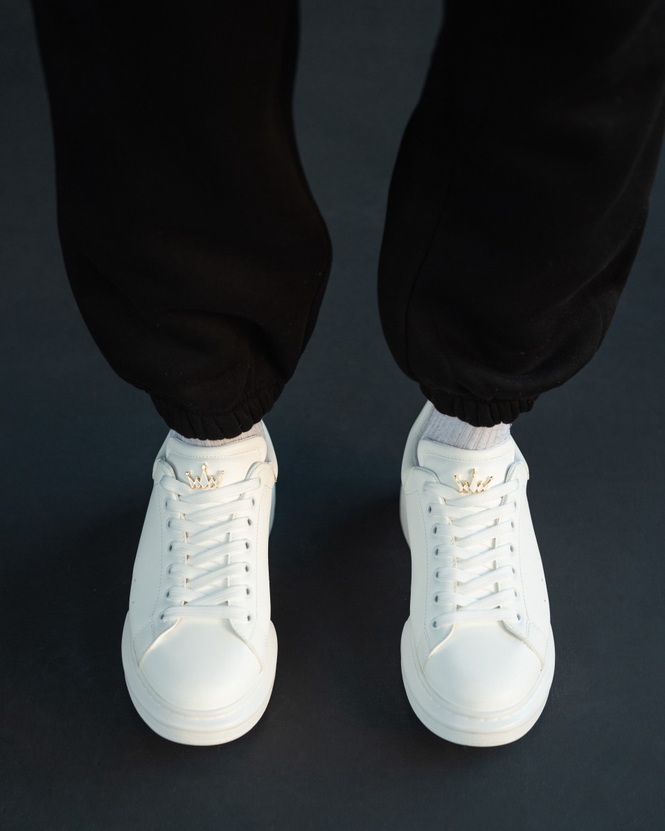 Heren Sneakers met Hoge Zool en Kroon Wit | Martin Valen