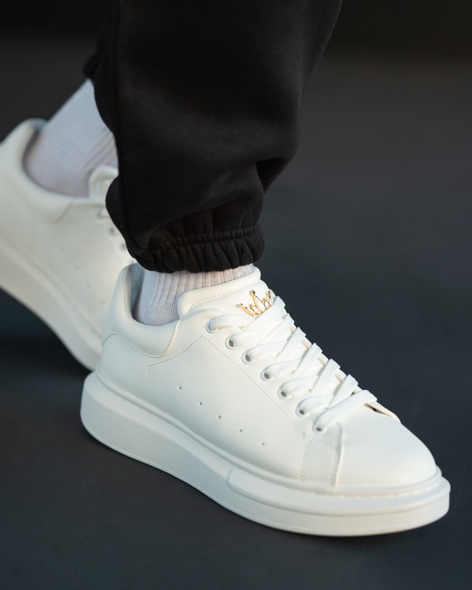 Men’s Crowned Chunky Sneakers Shoes White | Martin Valen