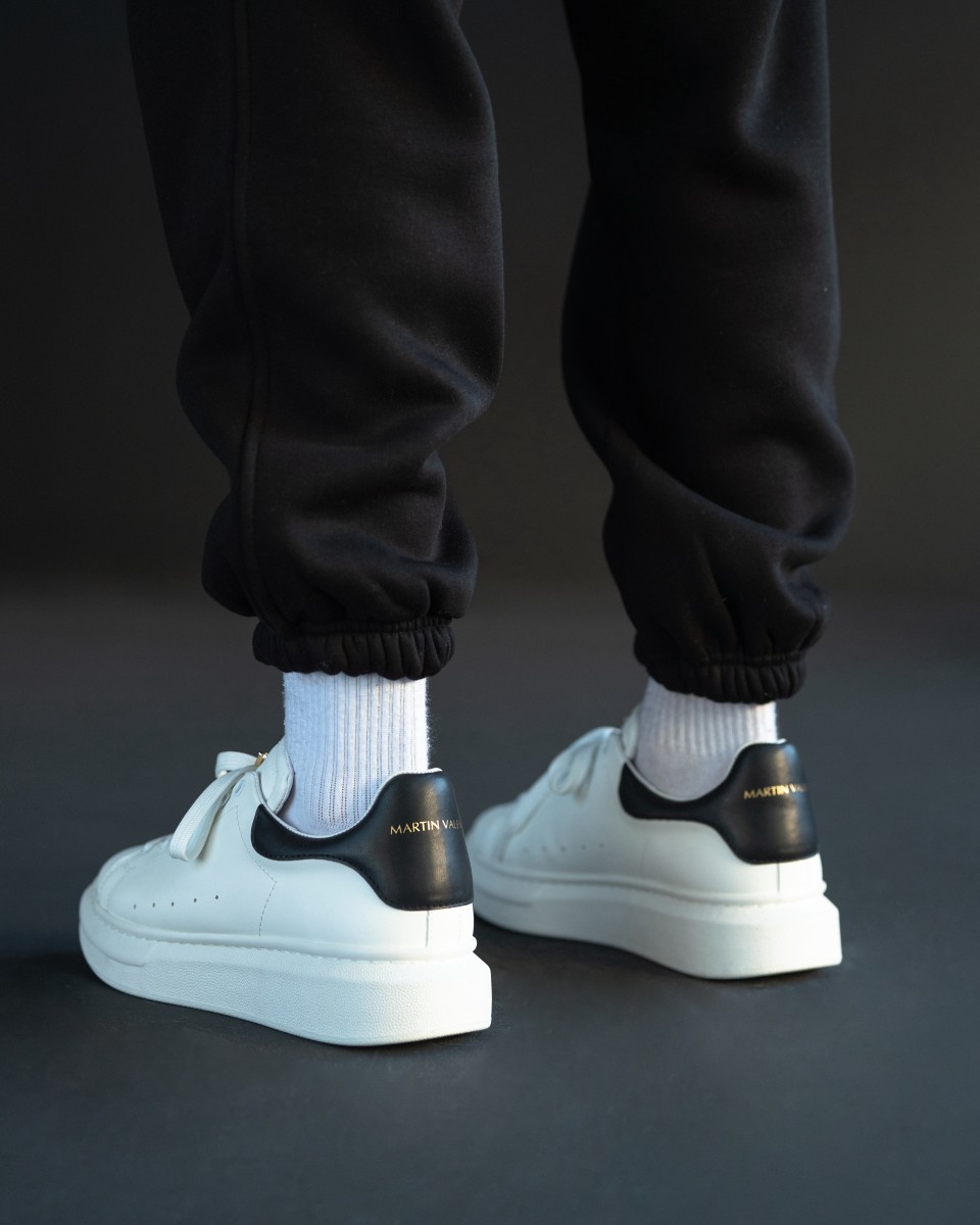 Hommes Chaussures Sneakers à Semelle Épaisse Couronnée Blanc-Noir | Martin Valen
