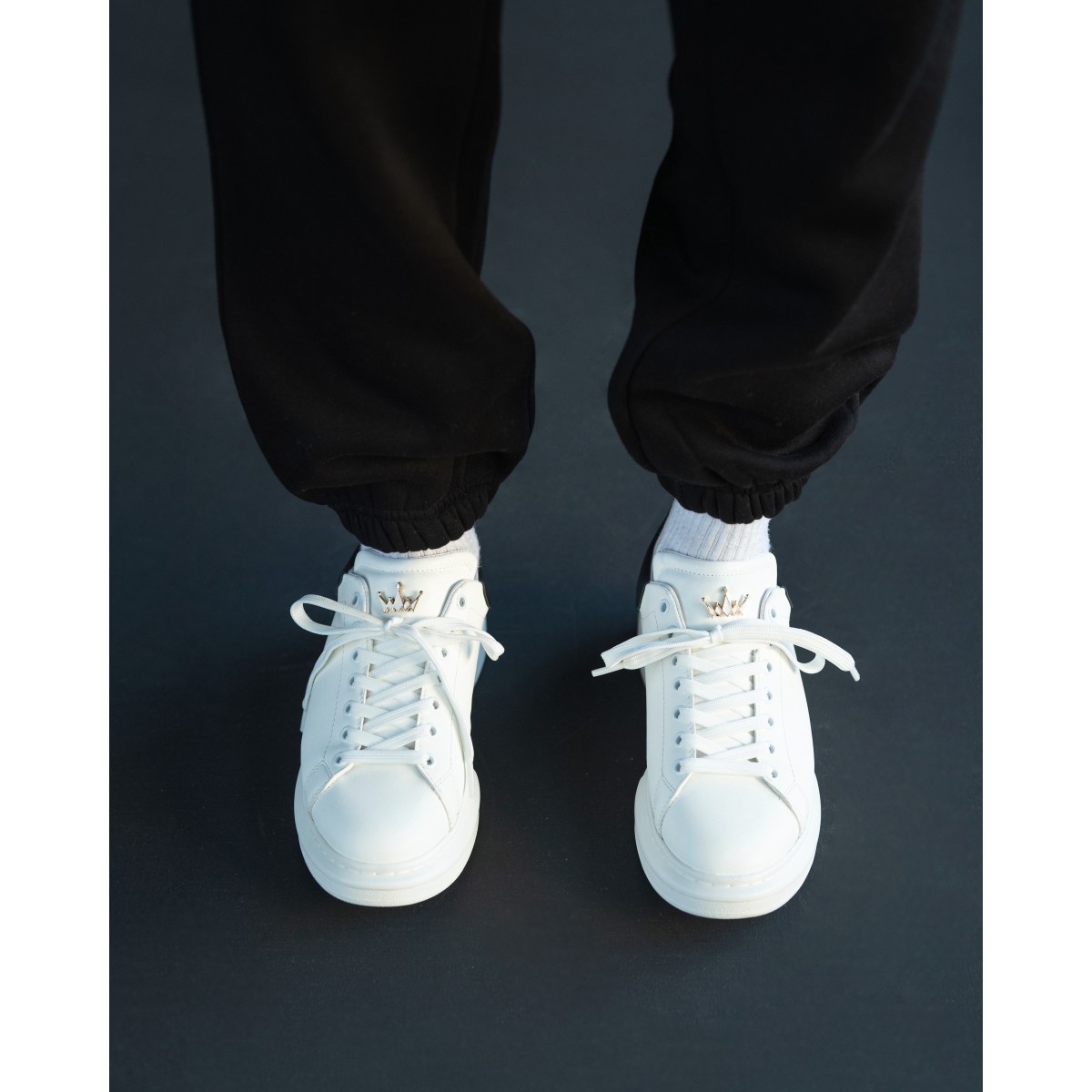 Zapatillas de Hombre con Suela Alta Coronada Blanco