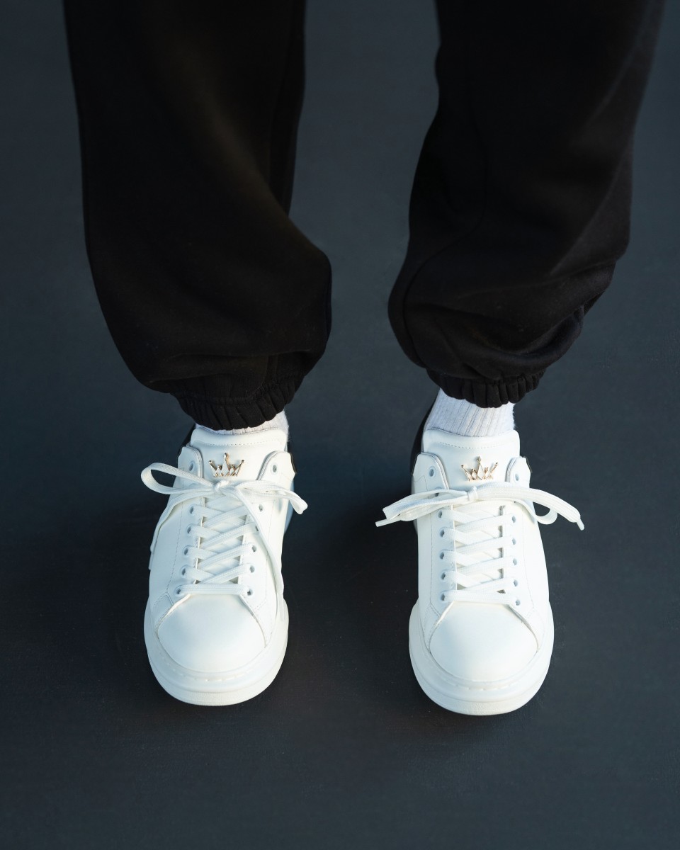 Hombre Zapatillas Suela Alta Coronado Blanco-Negro | Martin Valen