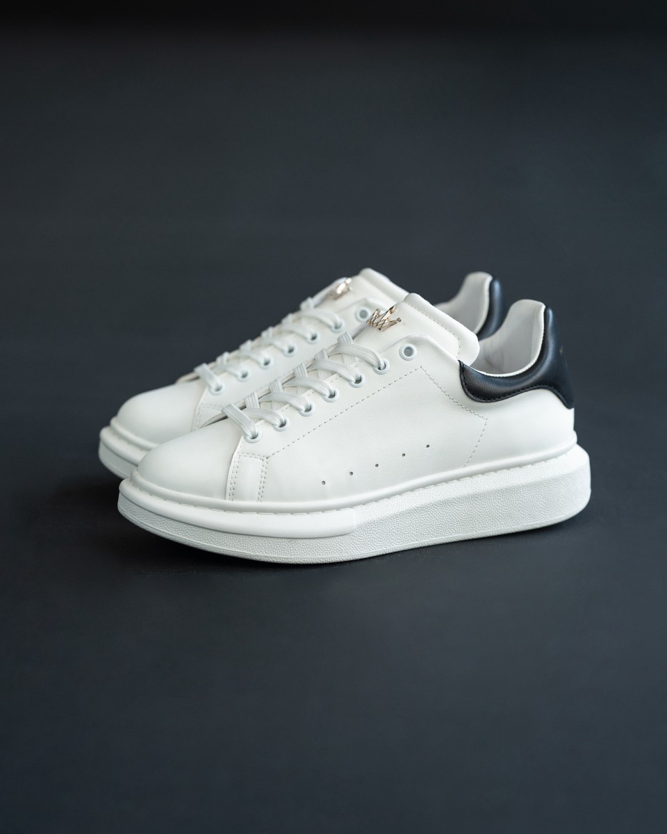 Hommes Chaussures Sneakers à Semelle Épaisse Couronnée Blanc-Noir | Martin Valen