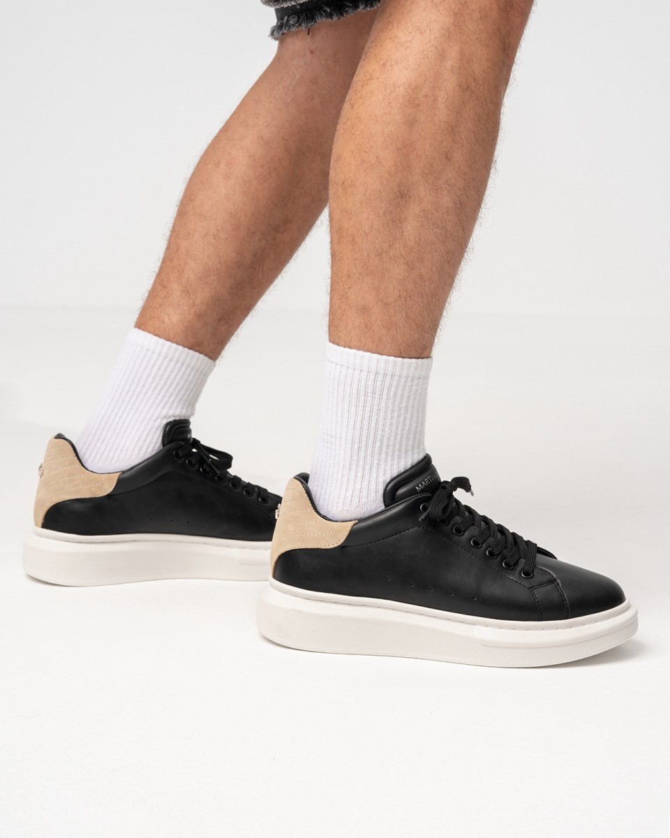 Sapatos Preto-Branco Masculinos V-Harmony com Aba de Camurça no Calcanhar | Martin Valen