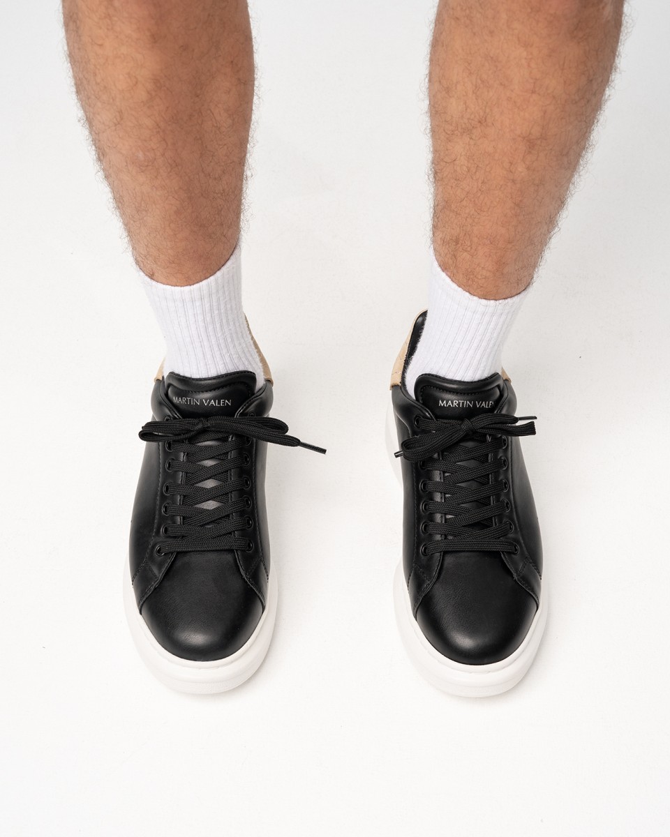 Chaussures Homme V-Harmony en Noir-Blanc avec Tirette en Daim | Martin Valen