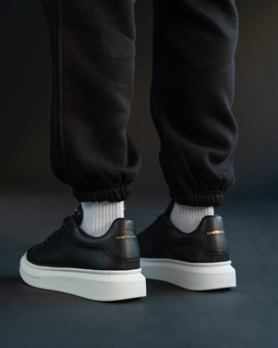 Hommes Couronné Semelle Epaisse Sneakers Noir | Martin Valen