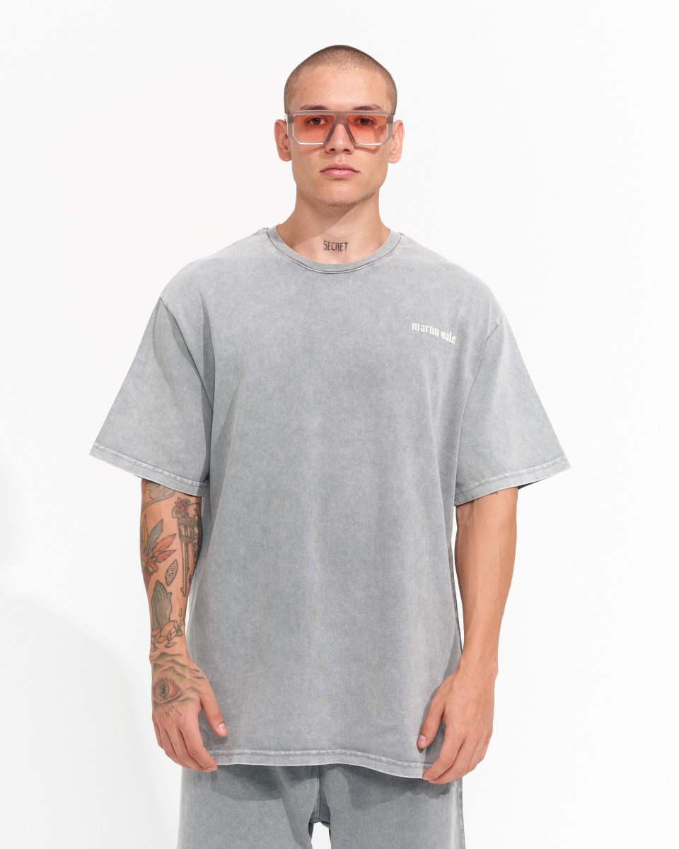 Camiseta Vintage Oversize Para Hombres Con Lavado al Ácido Y Estampado 3D | Martin Valen