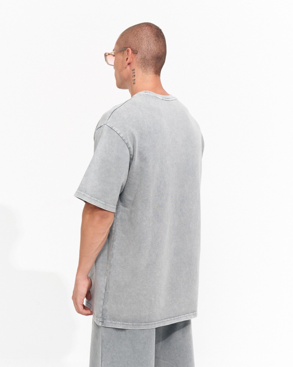 T-shirt Vintage Oversize Pour Hommes Avec Lavé à l'acide Et Impression 3D | Martin Valen