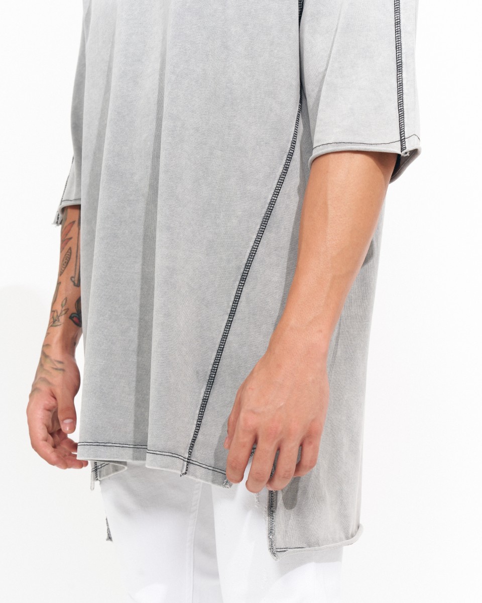 Мужская футболка с опущенным плечом и винтажной отделкой в сером | Martin Valen