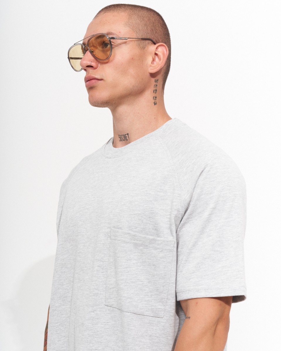 Мужская футболка Меланж с круглым воротом регулярного покроя с карманом | Martin Valen