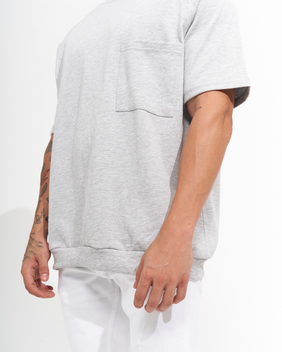 Camiseta Mélange Homens de Gola Redonda e Corte Regular com Bolso | Martin Valen