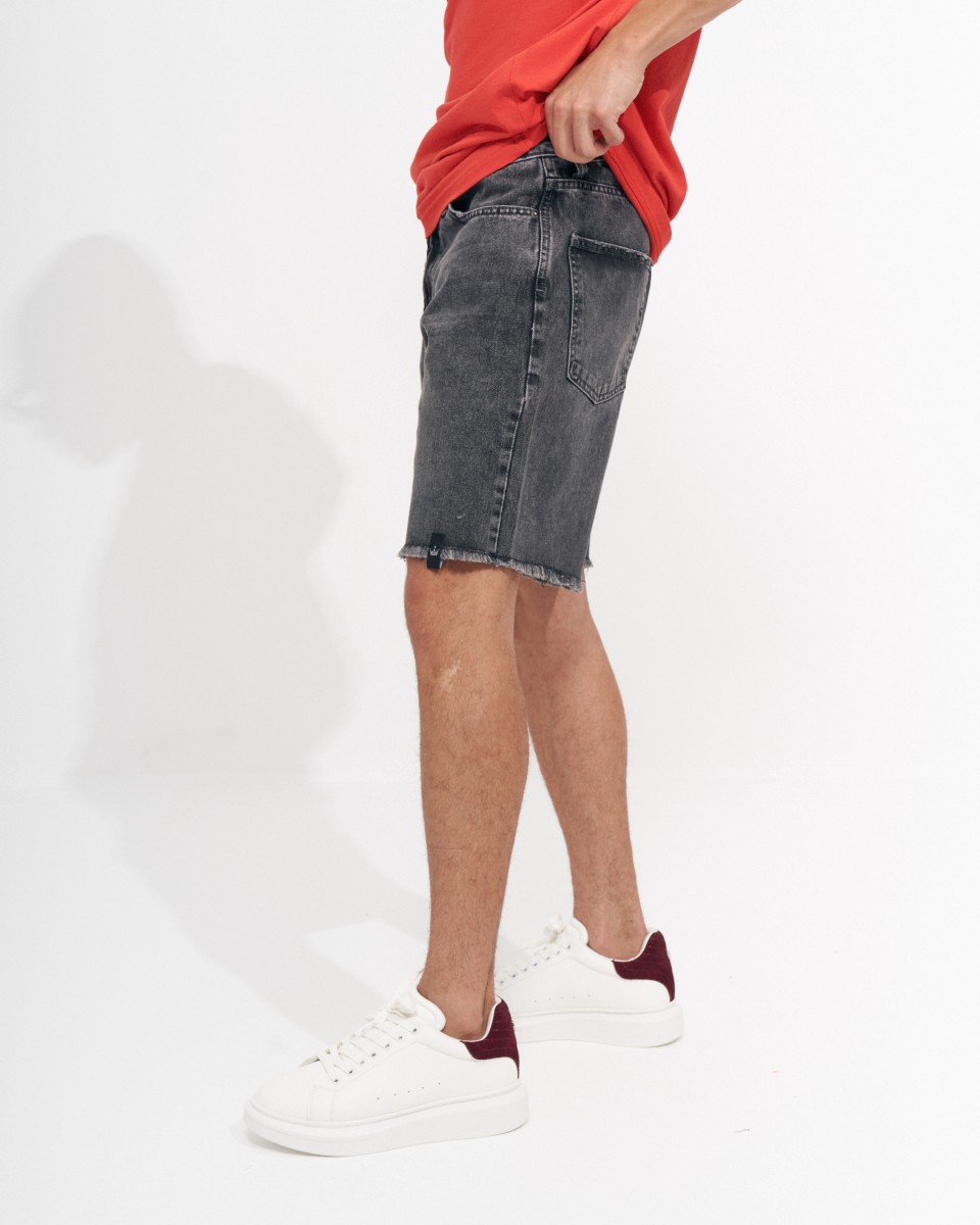 Shorts in Denim Vintage Lavati a Pietra Oversized da Uomo | Martin Valen