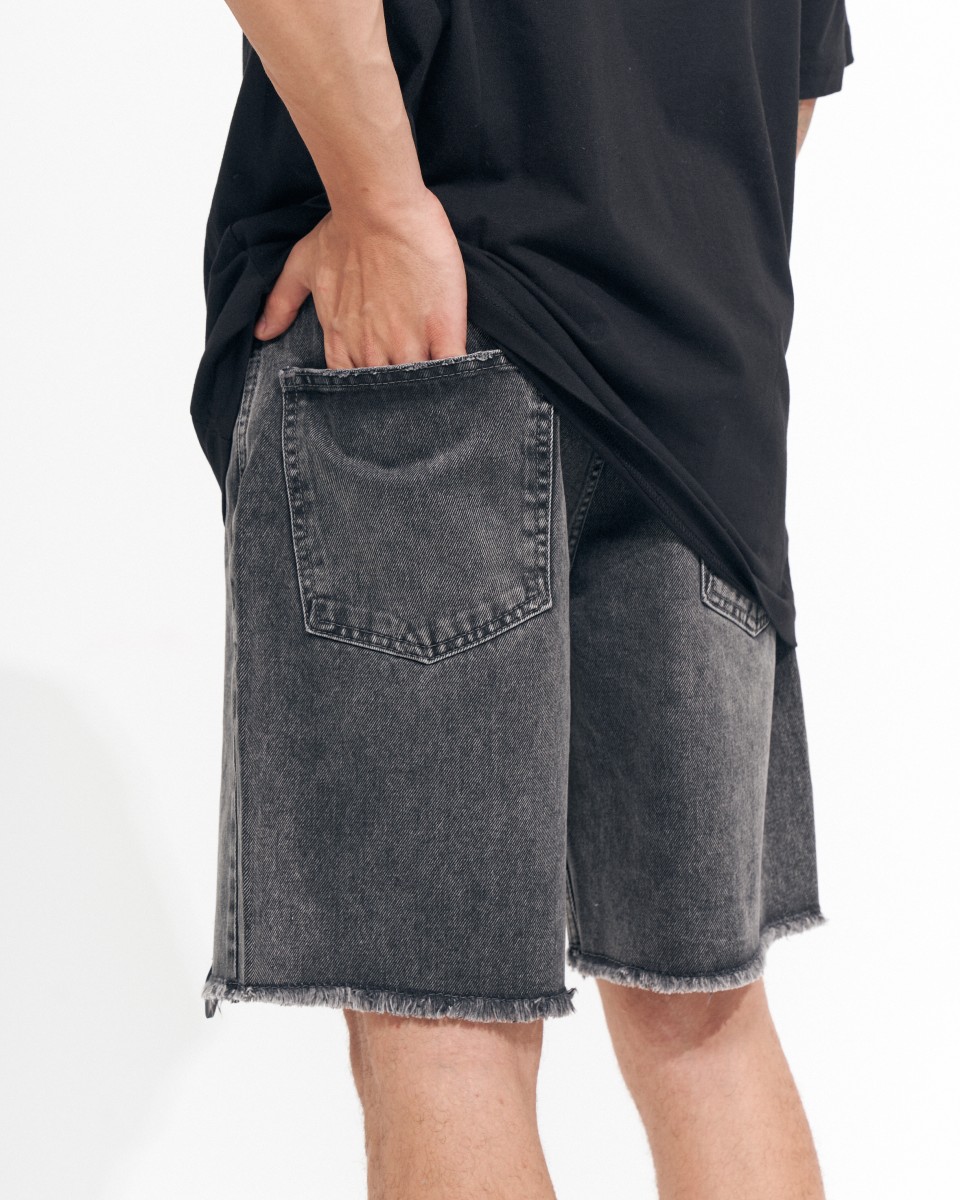 Shorts en Denim Vintage Oversized pour Hommes Lavés à la Pierre | Martin Valen