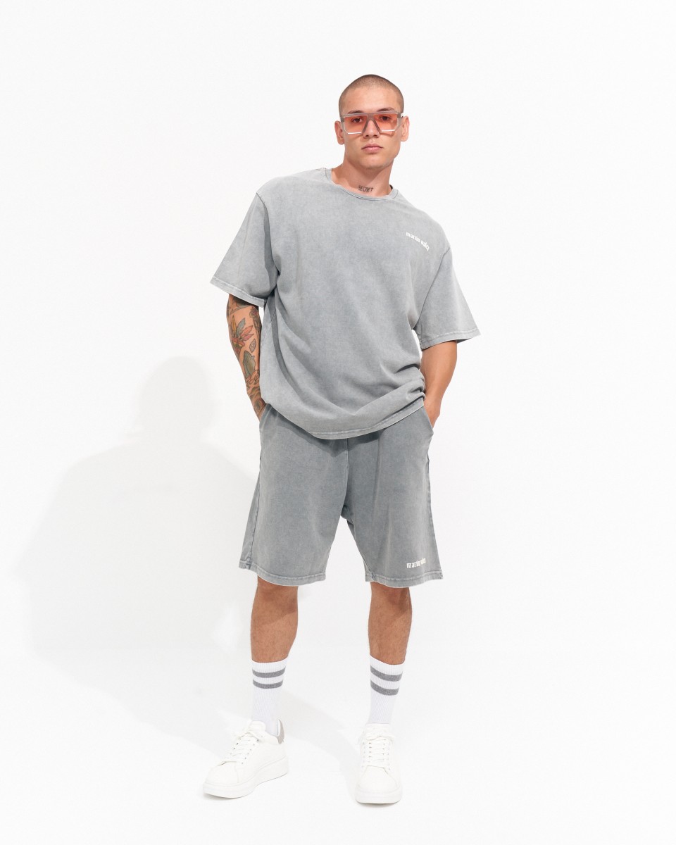 Camiseta Vintage Oversize Para Hombres Con Lavado al Ácido Y Estampado 3D | Martin Valen