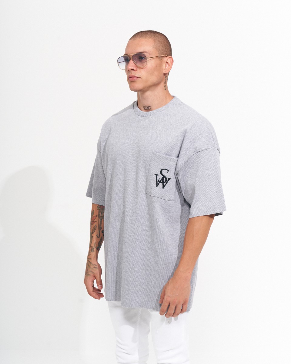Herren-Unterhemd Dicker Stoff Oversize Graues T-Shirt | Martin Valen