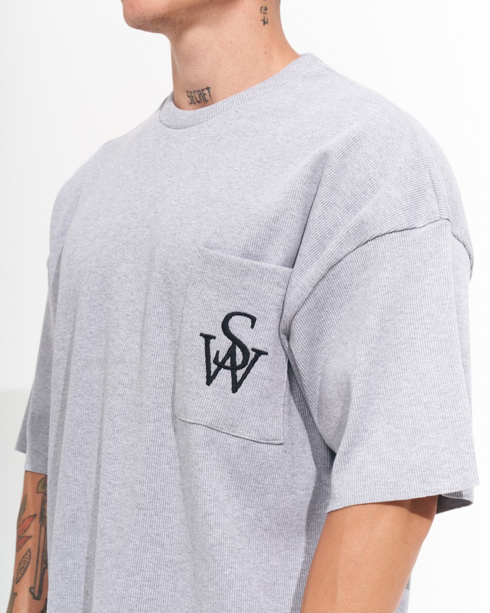 T-shirt Camisole Oversize Gris pour Hommes en Tissu Épais | Martin Valen