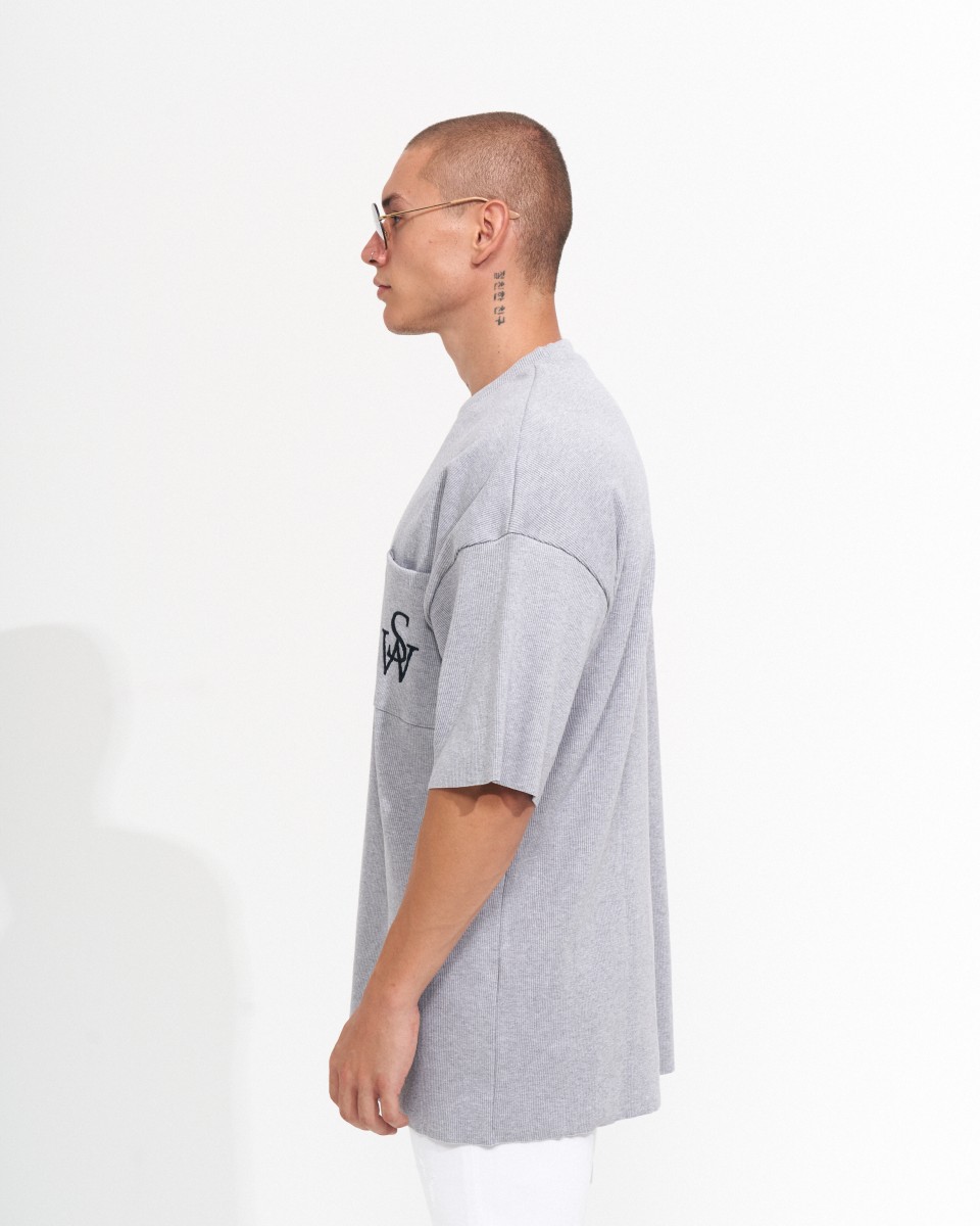 Herren-Unterhemd Dicker Stoff Oversize Graues T-Shirt | Martin Valen