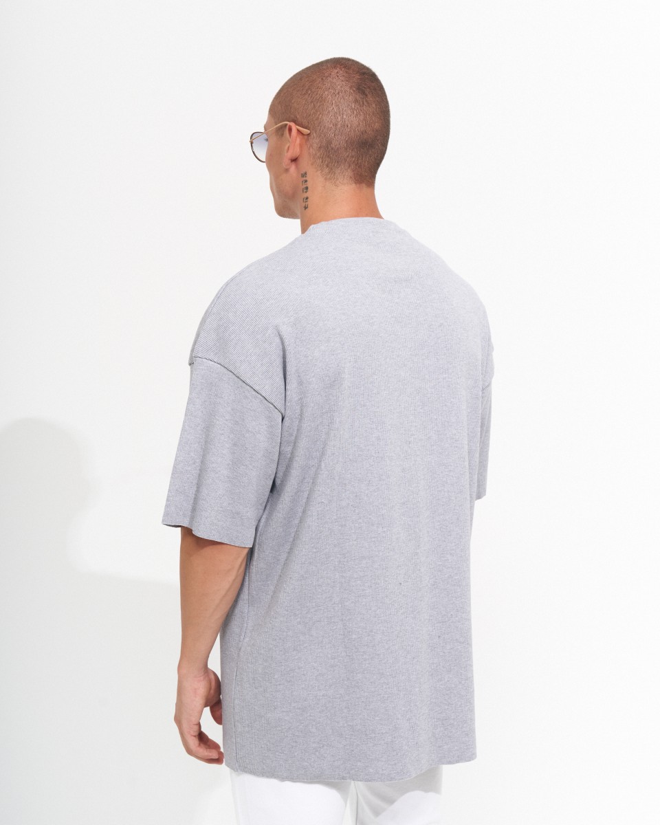 Мужская оверсайз футболка из плотной ткани-майки серого | Martin Valen