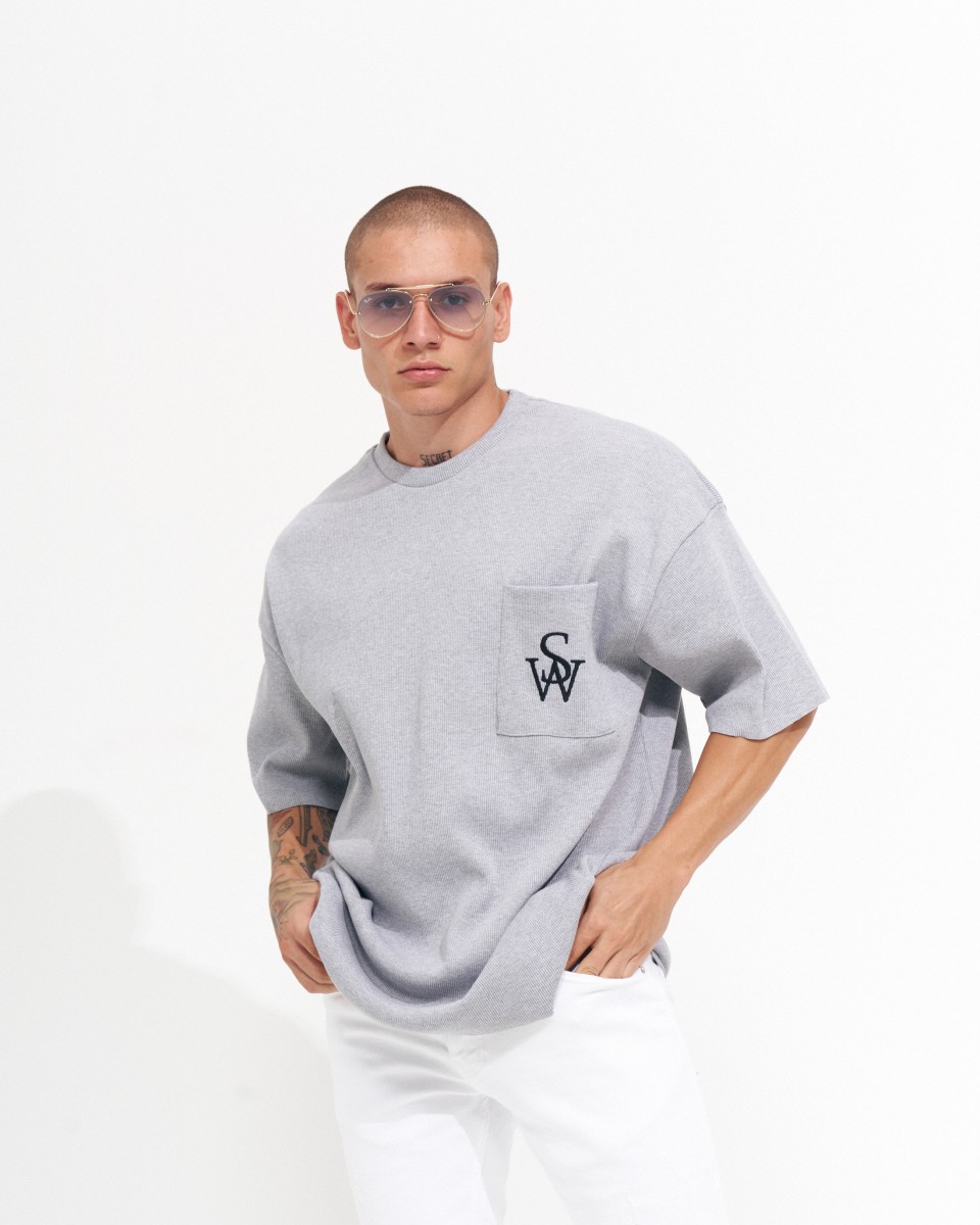 Men's Camisole Thick Fabric Oversized Gray T-shirt | Martin Valen