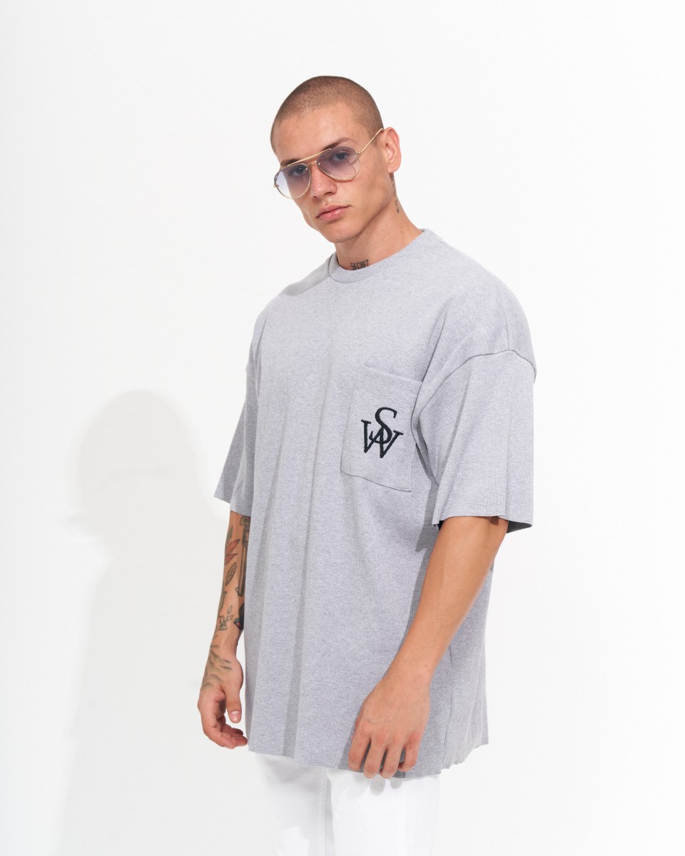 T-shirt Camisole Oversize Gris pour Hommes en Tissu Épais | Martin Valen