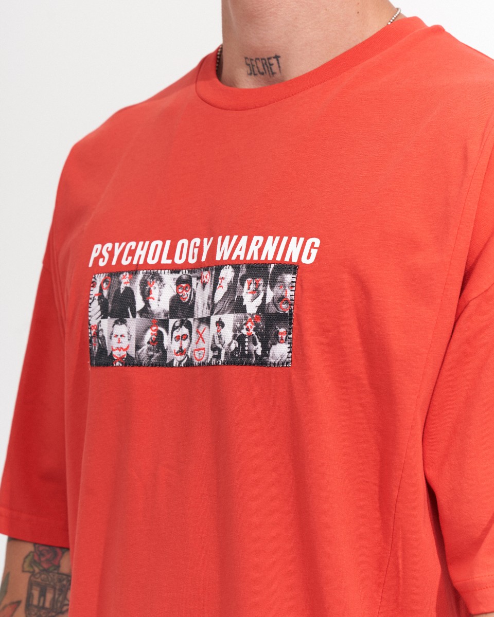 ‘’Warning’’ Men's Oversized Screen Printed Designer T-shirt | Martin Valen