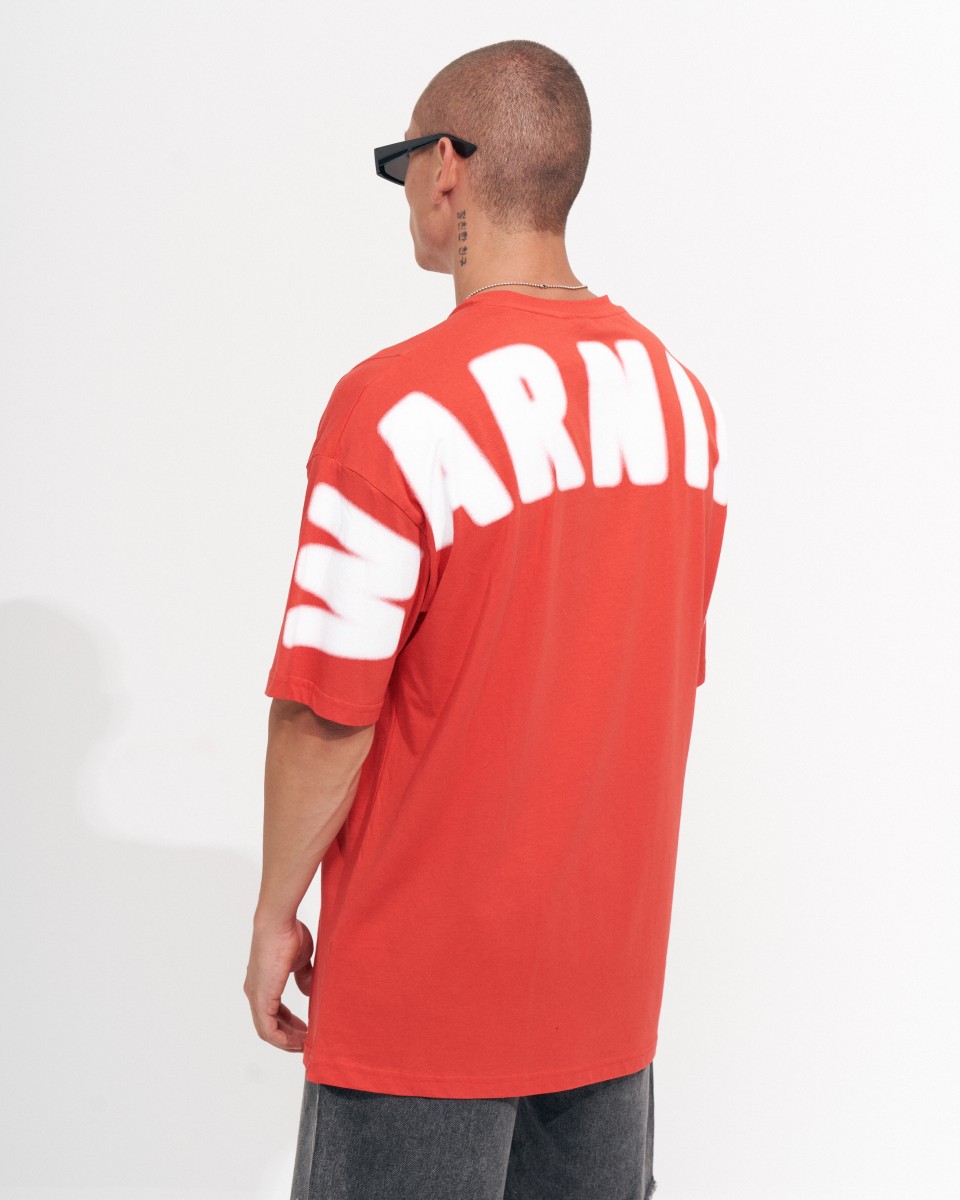 "Warning" T-shirt Oversize da Uomo con Stampa Designer | Martin Valen