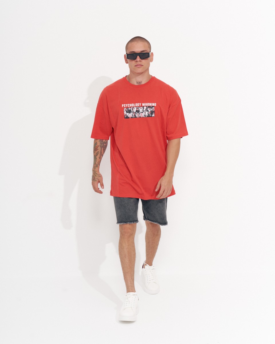 "Warning" T-shirt Oversize da Uomo con Stampa Designer | Martin Valen