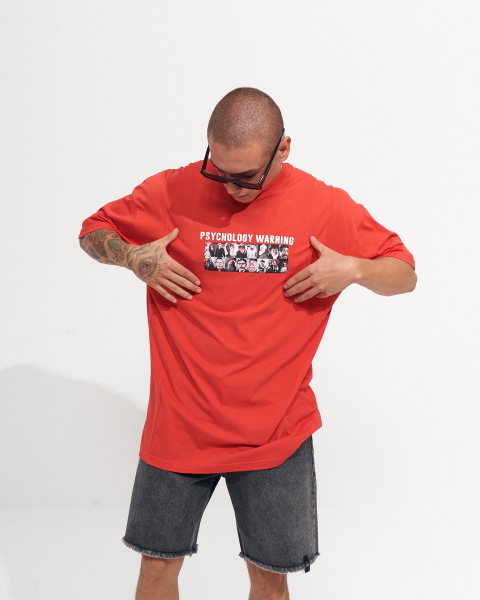 "Внимание" Мужская оверсайз футболка с принтом от дизайнера | Martin Valen