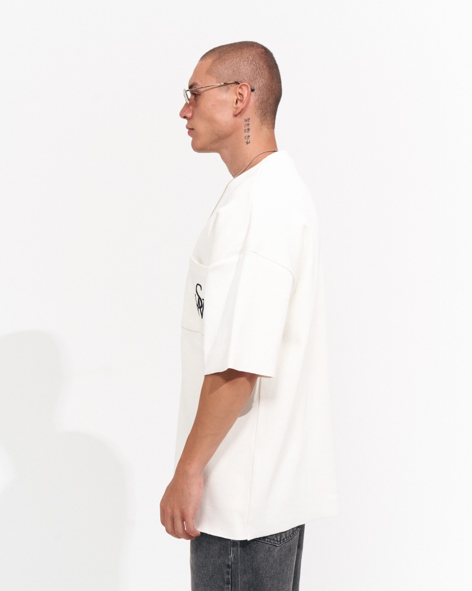 Мужская оверсайз футболка из плотной ткани-майки белого | Martin Valen