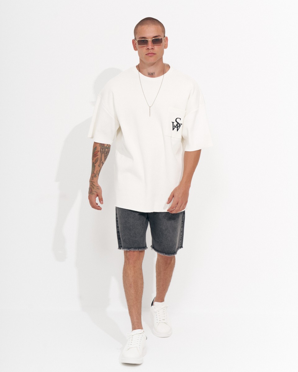 T-shirt Camisole Oversize Blanc pour Hommes en Tissu Épais | Martin Valen