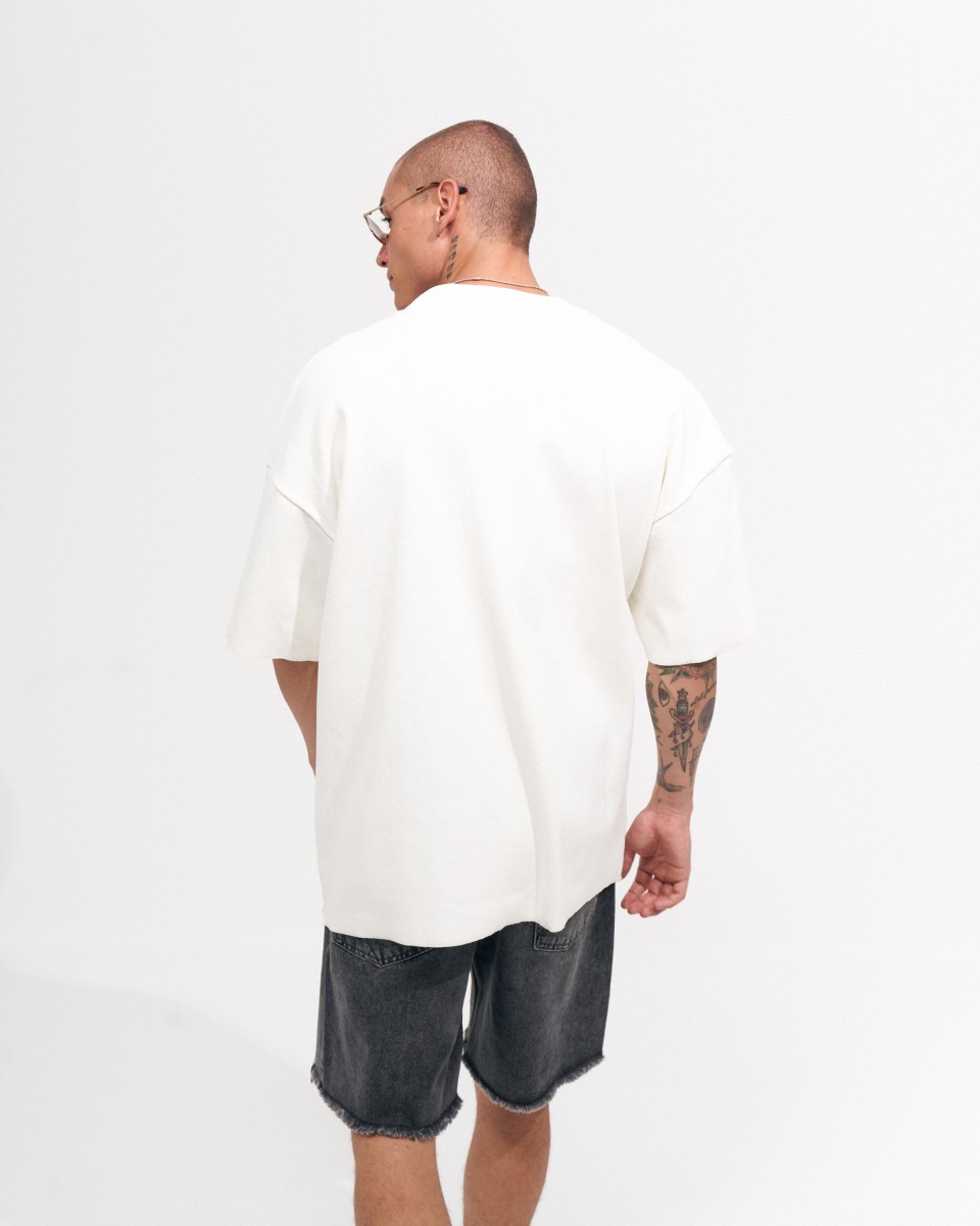 T-shirt Oversize Bianca da Uomo in Tessuto Spesso tipo Canottiera | Martin Valen