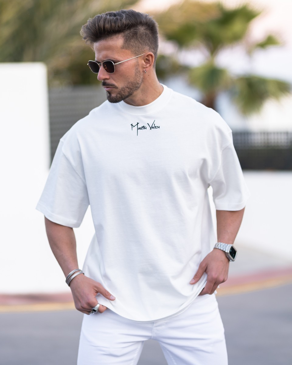 Men's Oversized Martin Valen 3D Printed White Heavy T-Shirt