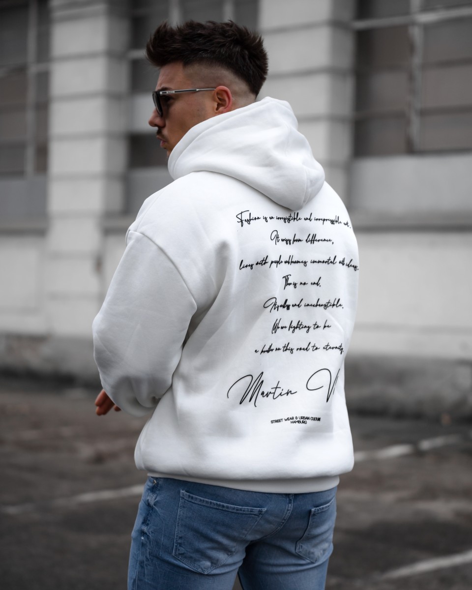 Heren Oversized Hoodie Urban Culture in Off White - Wit
