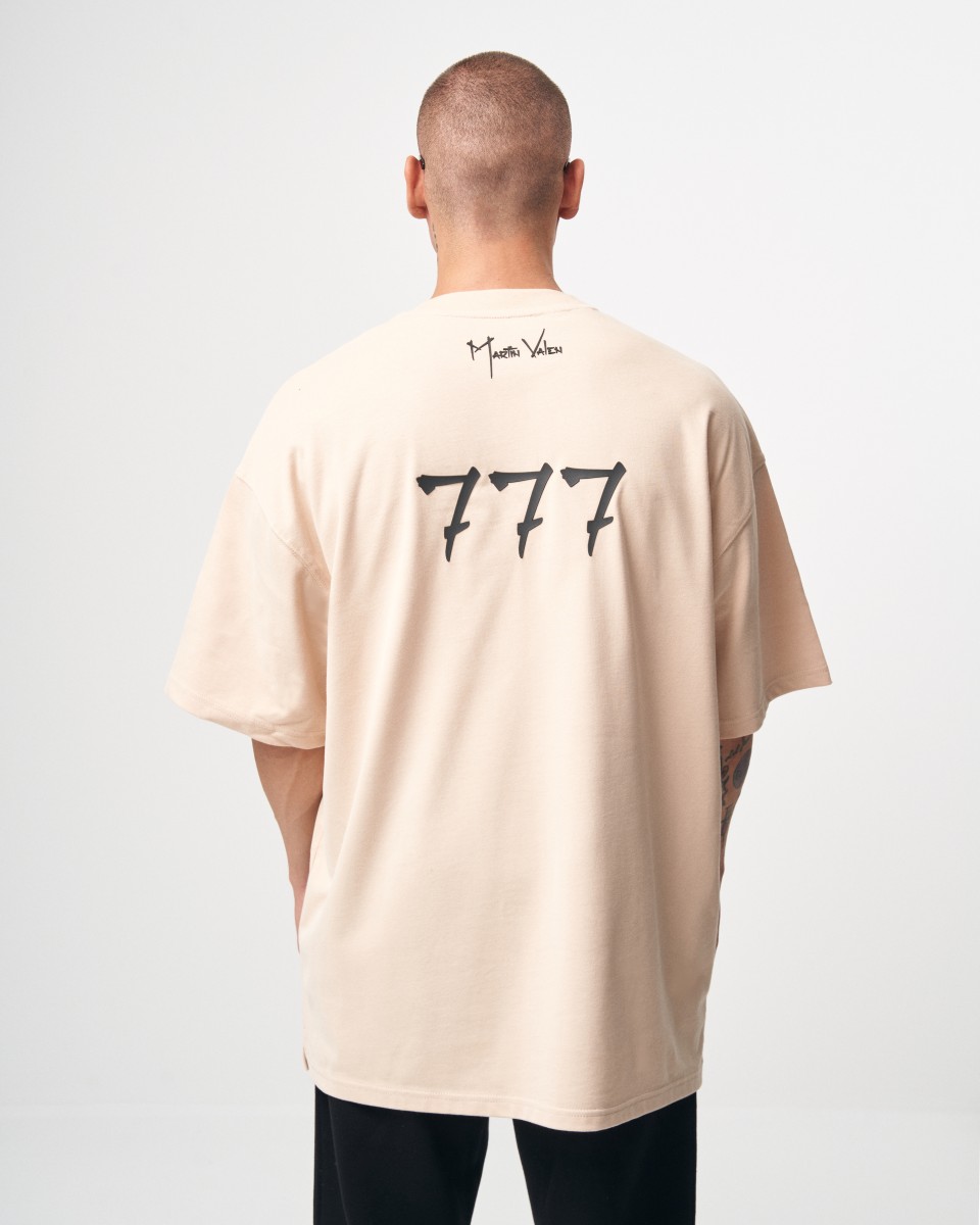 '777' Heren Oversized Designer T-shirt met 3D Print Detail | Martin Valen