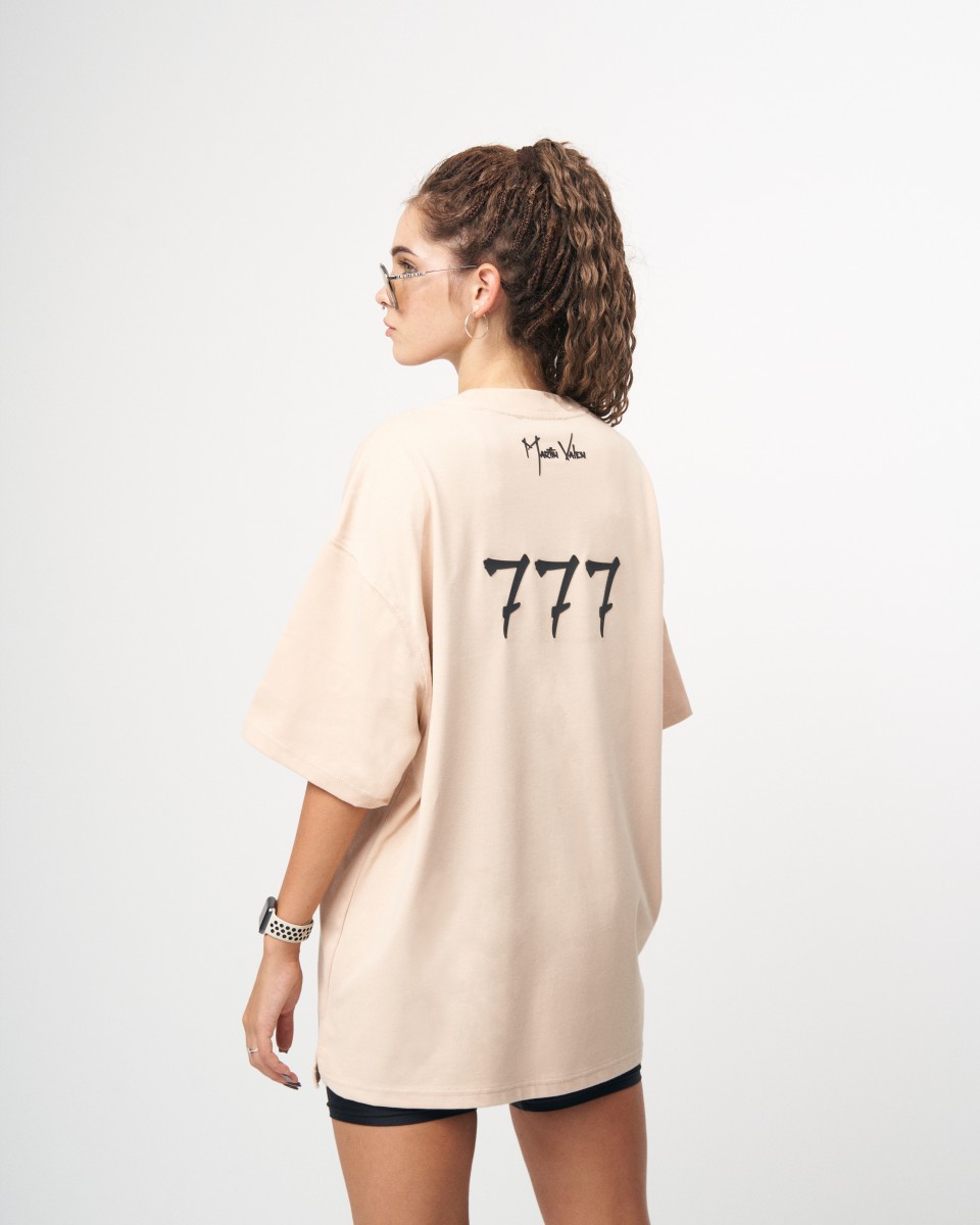 777' T-Shirt Oversize Basica da Donna con Dettaglio di Stampa 3D