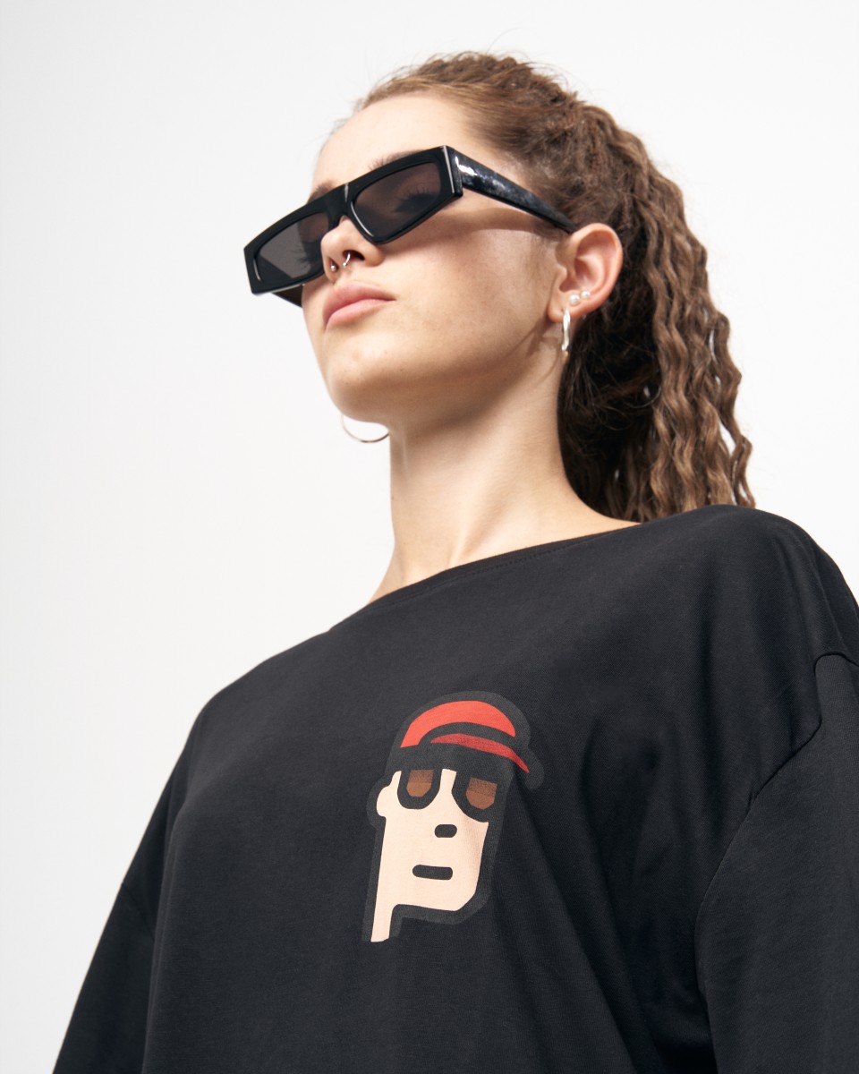 ‘’Investment’’ Dames Basic Bedrukt T-shirt in Zwart | Martin Valen