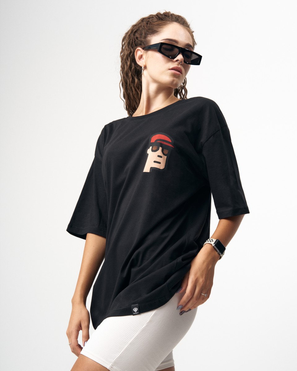 ‘’Investment’’ Dames Basic Bedrukt T-shirt in Zwart | Martin Valen