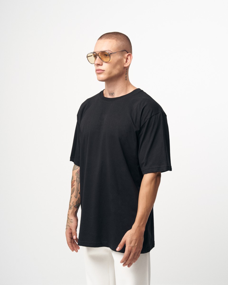 'Modernity' Camiseta Negra en Relieve Oversize para Hombres | Martin Valen