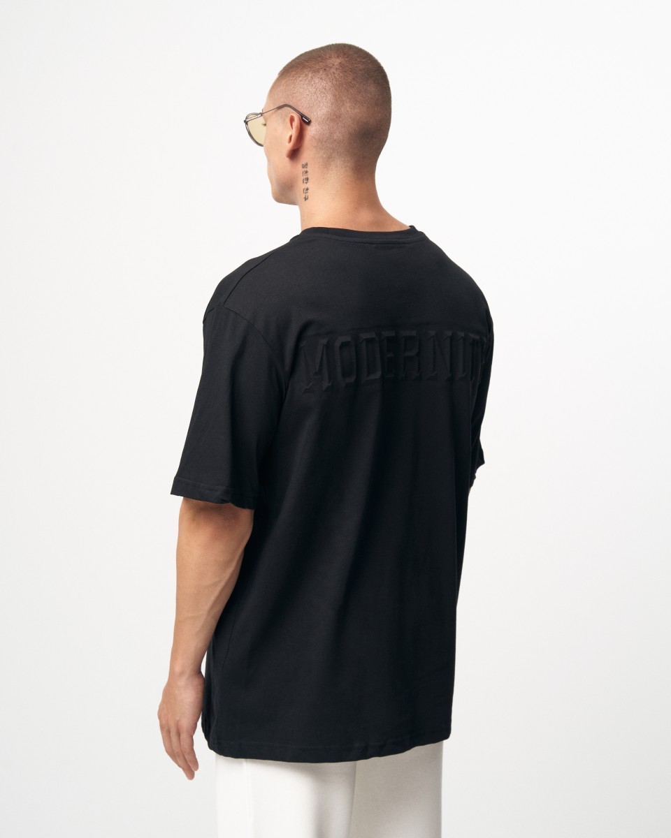 ‘’Modernity’’ Men’s Oversized Embossed Black T-shirt | Martin Valen