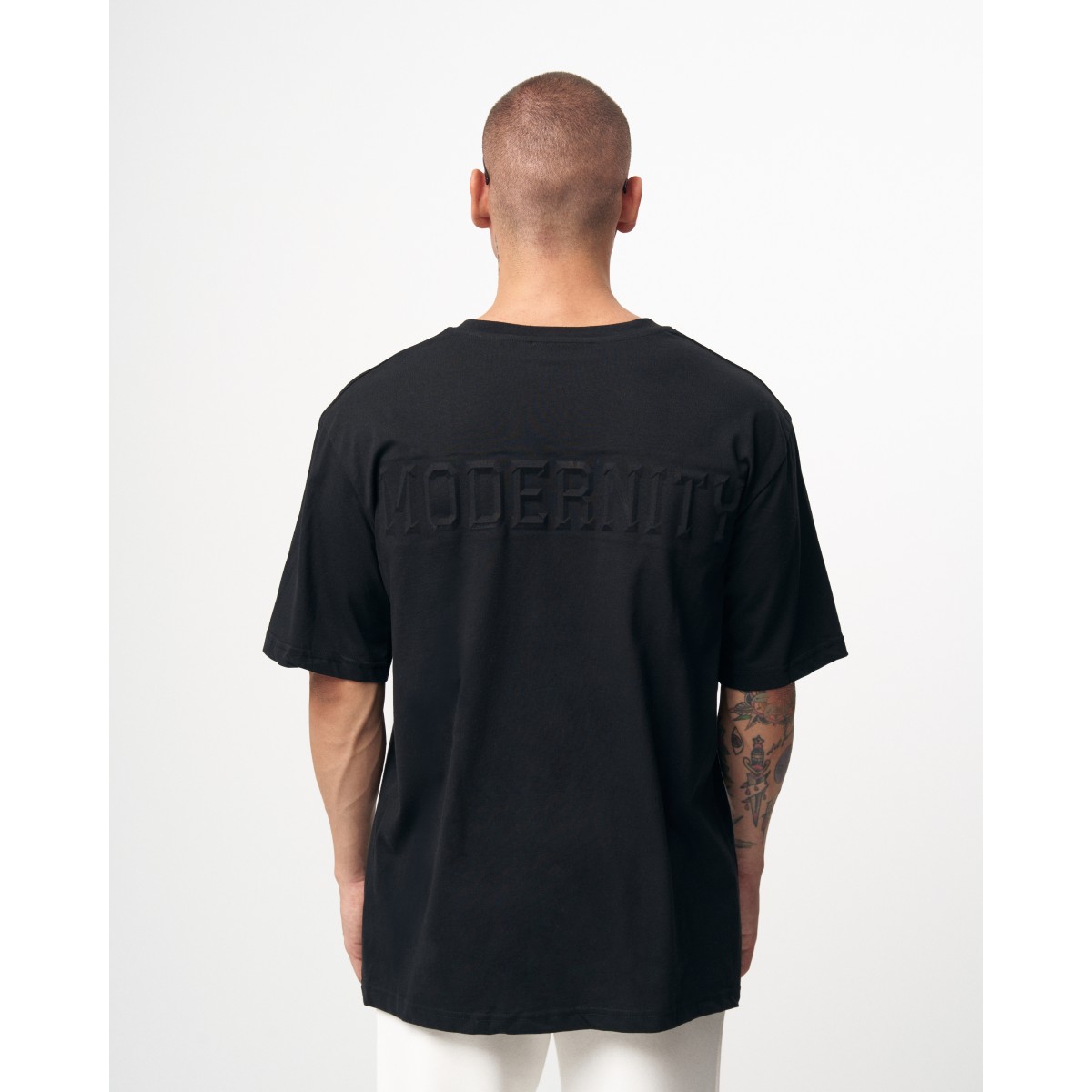 Modernity’’ Men’s Oversized Embossed Black T-shirt | Martin Valen