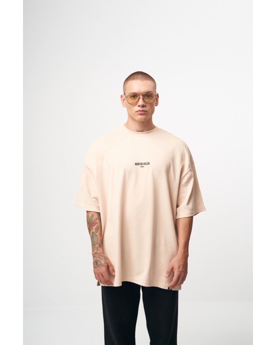"Slogan" Herren Oversize Bedrucktes Designer T-Shirt