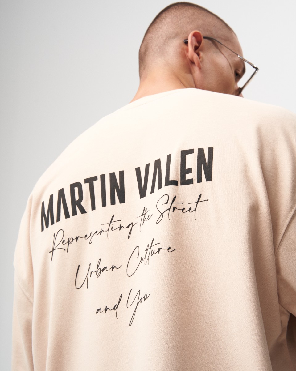 "Slogan" Мужская оверсайз футболка с дизайнерским принтом | Martin Valen