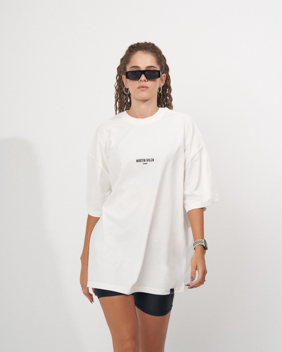 ‘’Slogan’’ Women’s Oversized Designer Print Detail T-shirt | Martin Valen