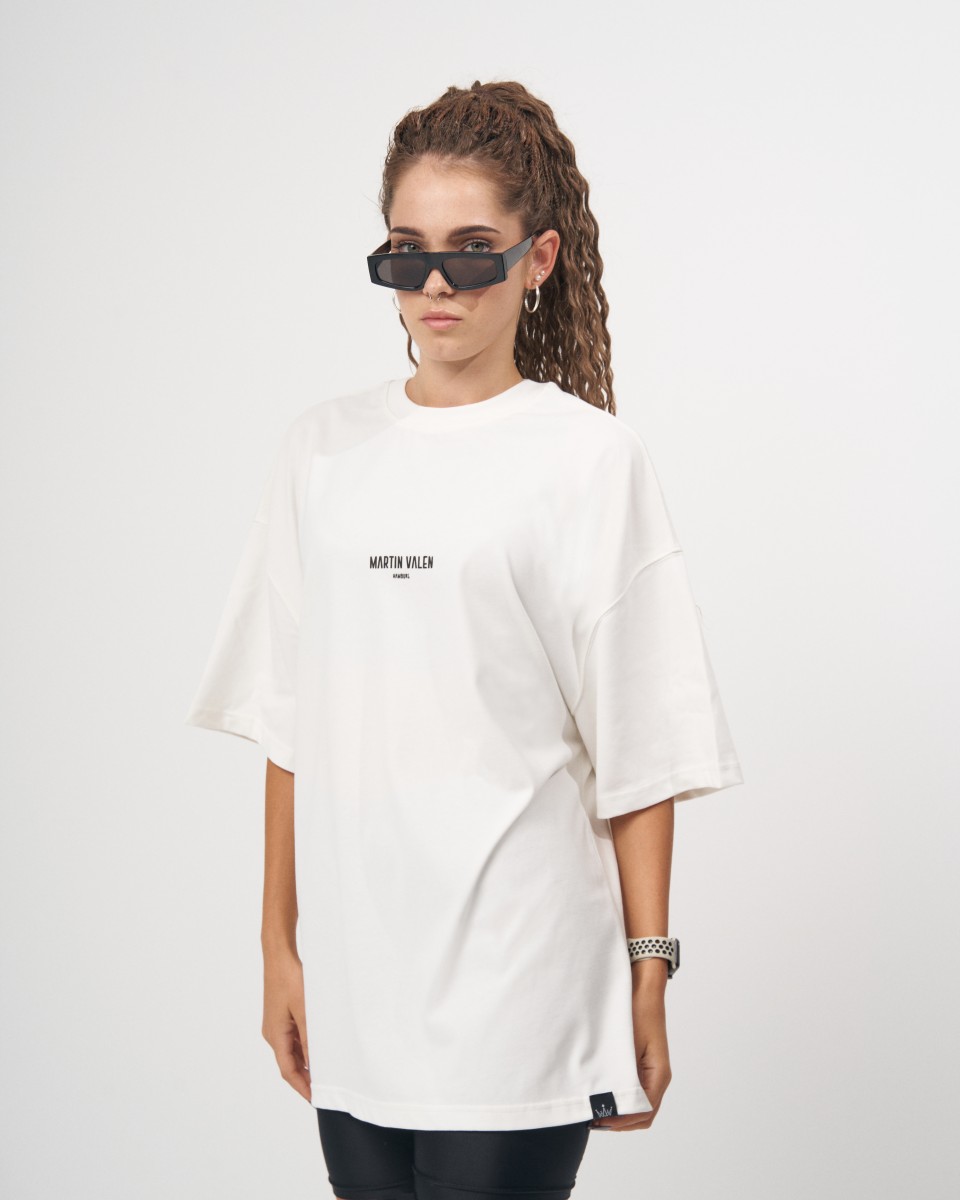 ‘’Slogan’’ Women’s Oversized Designer Print Detail T-shirt | Martin Valen
