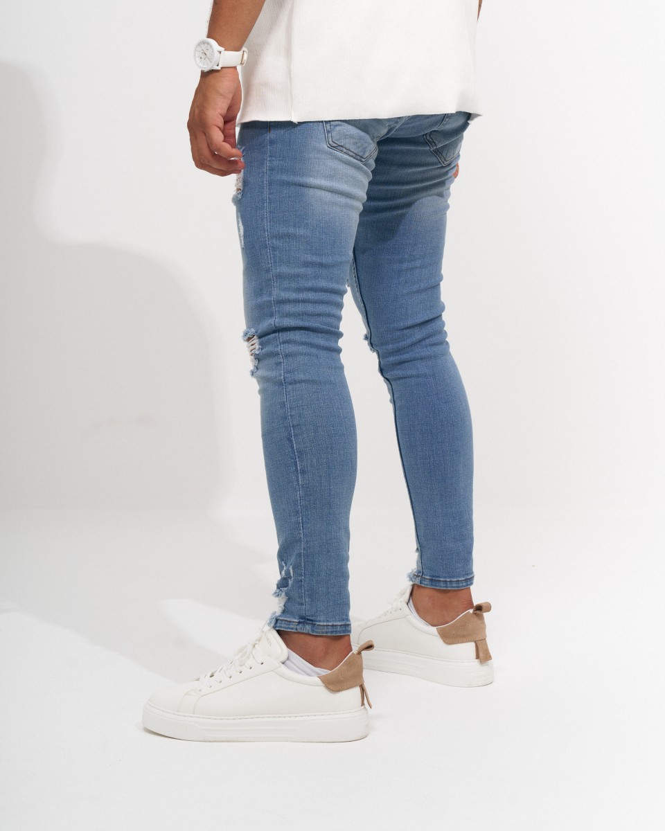 Jeans Denim Vintage Rasgados de Corte Slim para Homens | Martin Valen