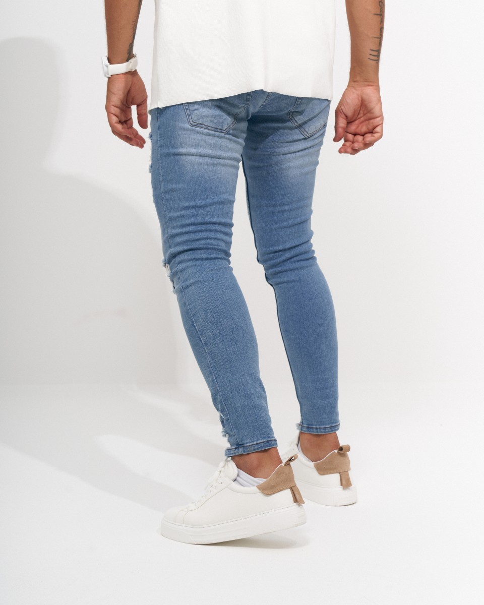 Jeans Denim Vintage Rasgados de Corte Slim para Homens | Martin Valen