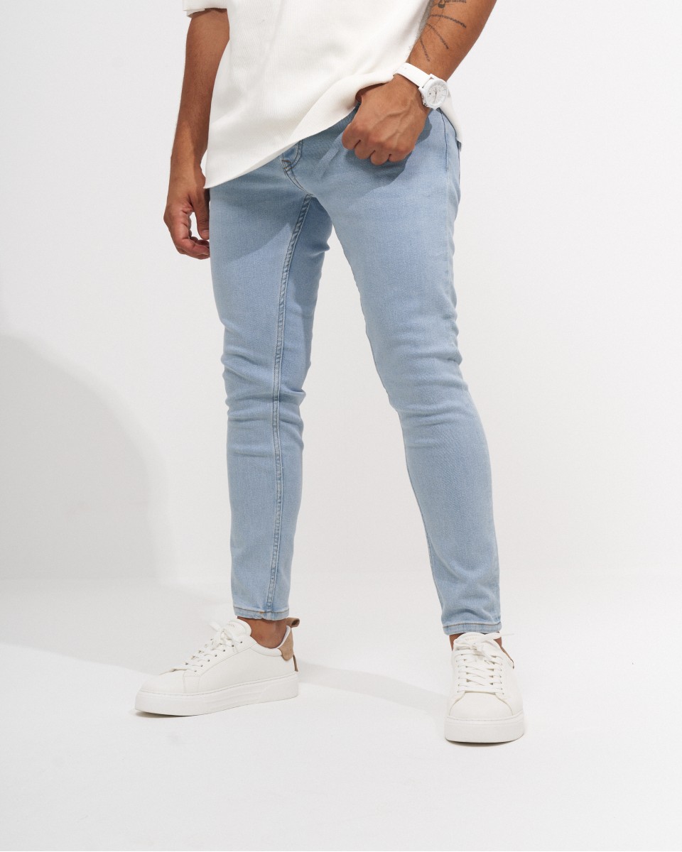 Heren Skinny Fit Stone Washed Denim Jeans