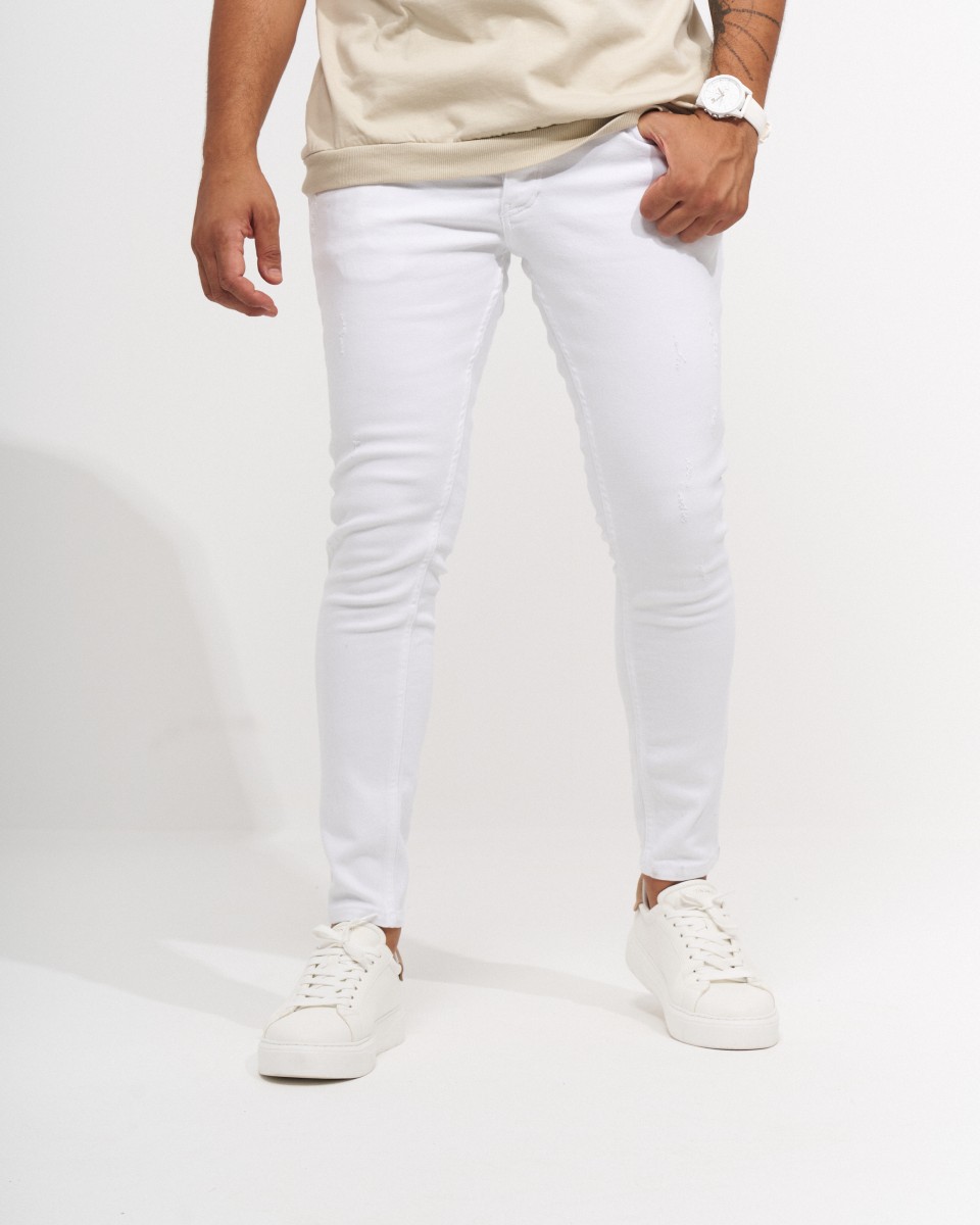Мужские узкие рваные джинсы Белоснежные | Martin Valen